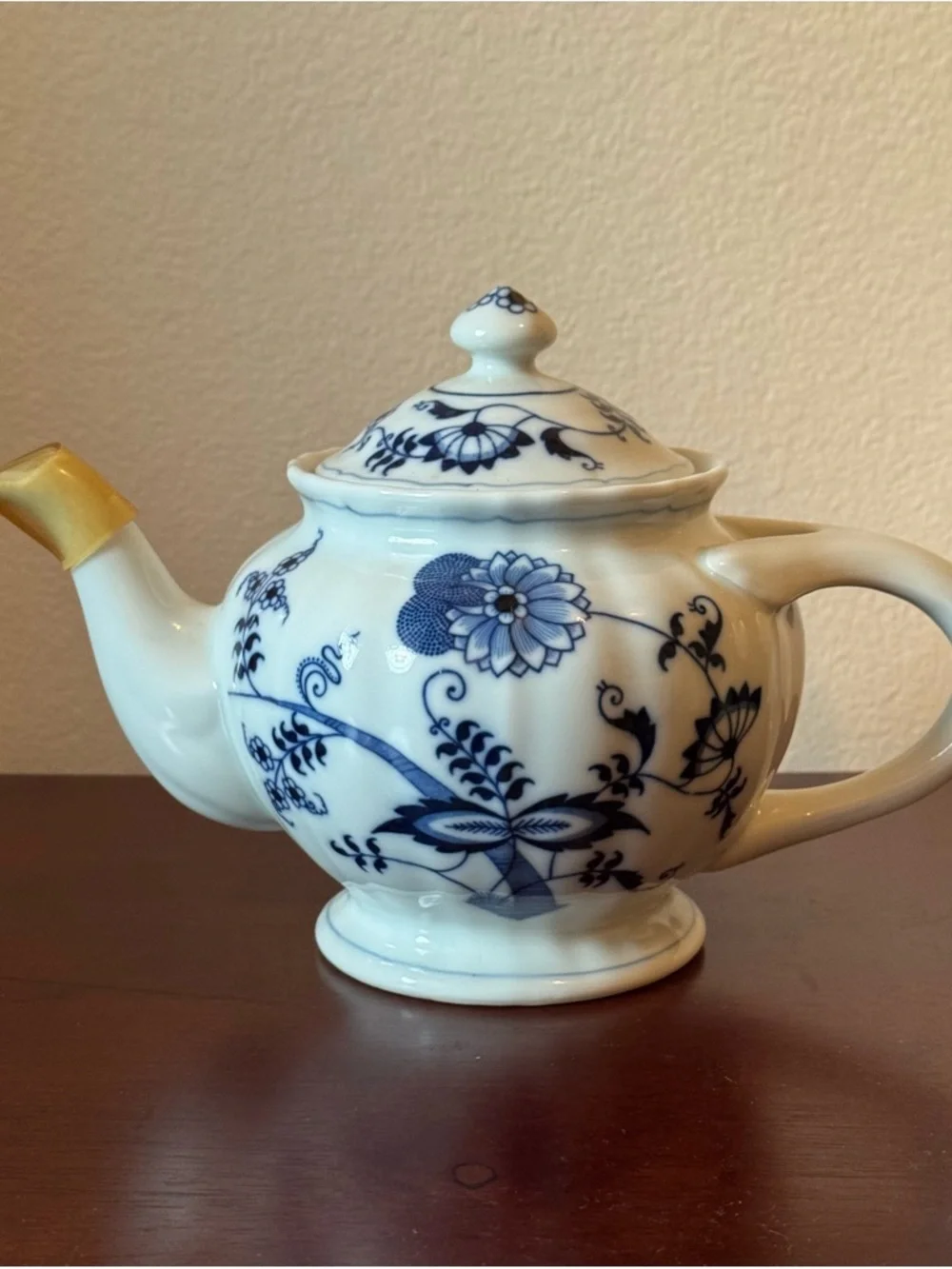 Vintage Danube “Blue Onion”  Porcelain Teapot, Sugar Bowl & Creamer